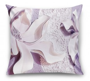 3D Подушка «Фиолетовые магнолии на рельефном фоне» 