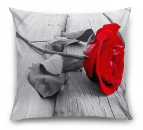 3D Подушка «Черно белое фото с красной розой»
