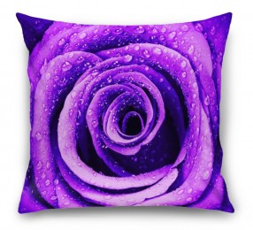 3D Подушка «Фиолетовая роза с каплями»
