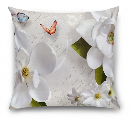 3D Подушка «Белые цветы»