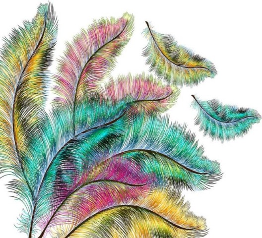 3D Подушка «Радужные перья» вид 2