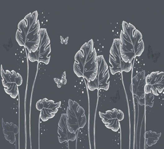 3D Подушка «Бабочки в листьях на сером» вид 2