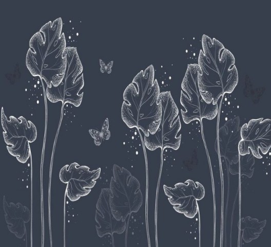 3D Подушка «Бабочки в листьях. Холодная ночь» вид 2