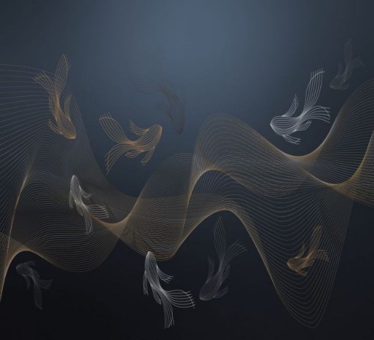 3D Подушка «Золотые волны в океанских глубинах» вид 2