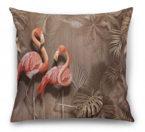 3D Подушка «Фламинго в тропической листве»