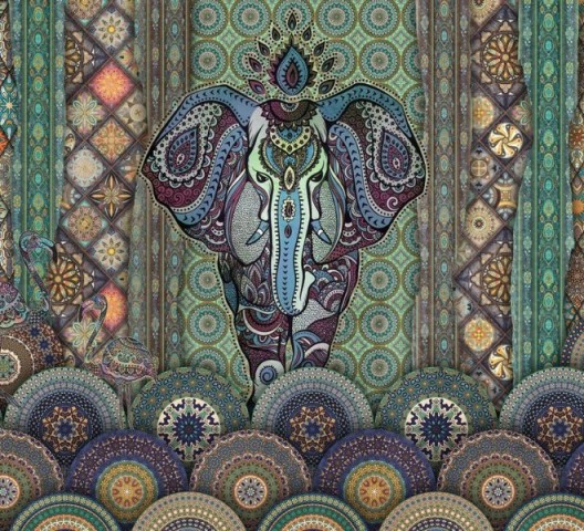 3D Подушка «Величественный слон в лиловых оттенках» вид 2