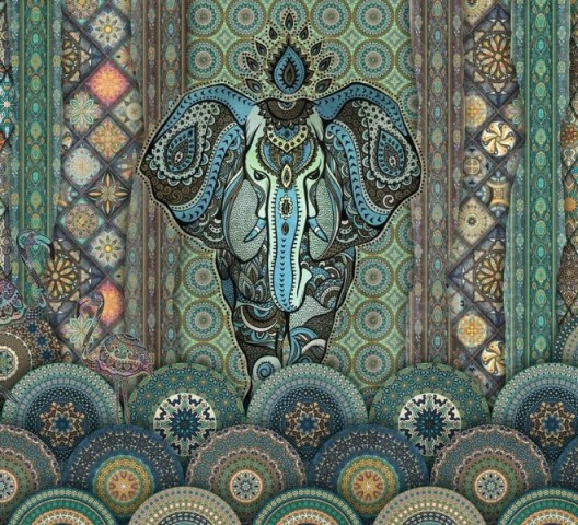 3D Подушка «Величественный слон в бирюзовых тонах» вид 2