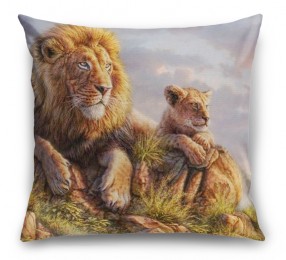 3D Подушка «Величественные львы»