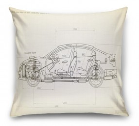 3D Подушка «Авто чертеж на светлом»