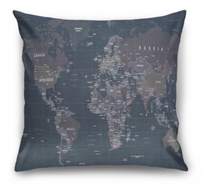3D Подушка «Потертая карта мира»