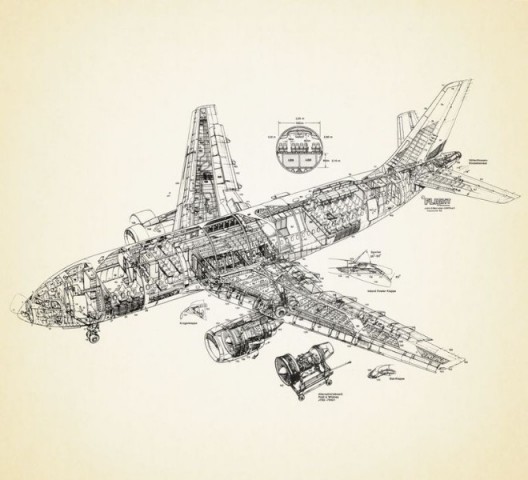 3D Подушка «Самолет чертеж» вид 2