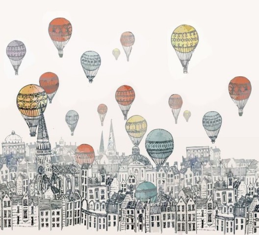 3D Подушка «Воздушные шары над городом акварель» вид 2
