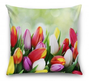3D Подушка «Разноцветные тюльпаны»