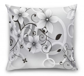 3D Подушка «Серые цветы»