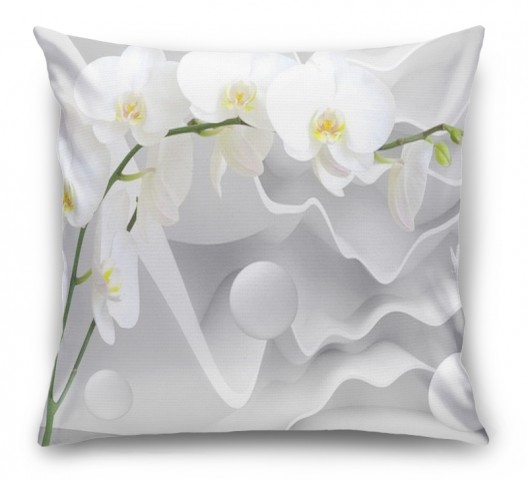 3D Подушка «Белая орхидея на объемном фоне»