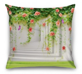 3D Подушка «Тоннель с лианами роз»