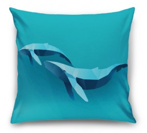 3D Подушка «Полигональные киты»