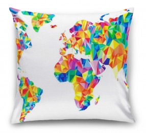 3D Подушка «Полигональная карта мира»