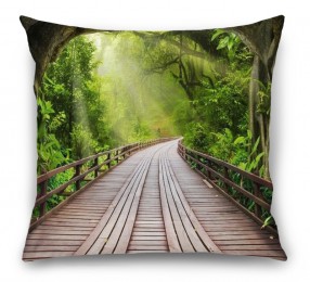 3D Подушка «Мост в тропическом лесу»