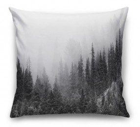 3D Подушка «Черно-белый лес в тумане»