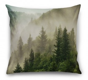3D Подушка «Туманный закат в лесу»