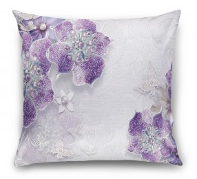 3D Подушка «Ювелирные фиолетовые цветы»