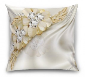 3D Подушка «Золотые цветы с алмазными серединками»