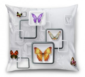 3D Подушка «Яркие бабочки на объемном фоне»