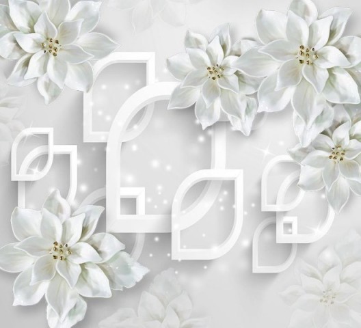 3D Подушка «Белоснежные фарфоровые цветы» вид 2