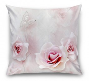3D Подушка «Розы с ювелирной бабочкой»