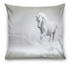 3D Подушка «Белый конь бегущий по воде»