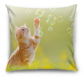 3D Подушка «Рыжий кот с мыльными пузырями»