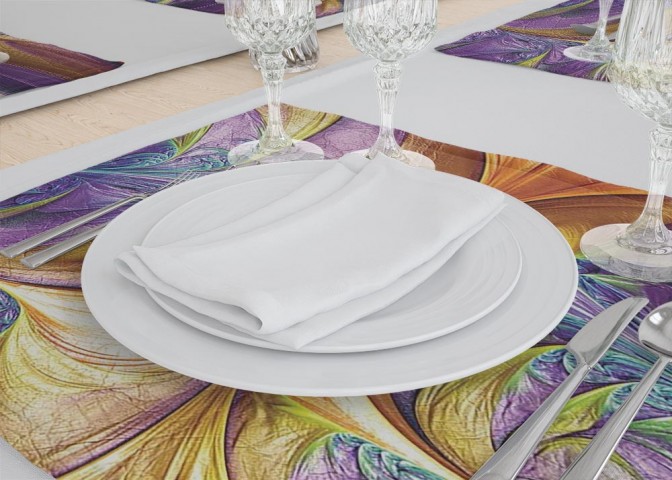 Сервировочные салфетки под тарелки «Фиолетово-желтая абстракция» вид 3