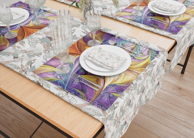 Сервировочные салфетки под тарелки «Фиолетово-желтая абстракция» вид 5