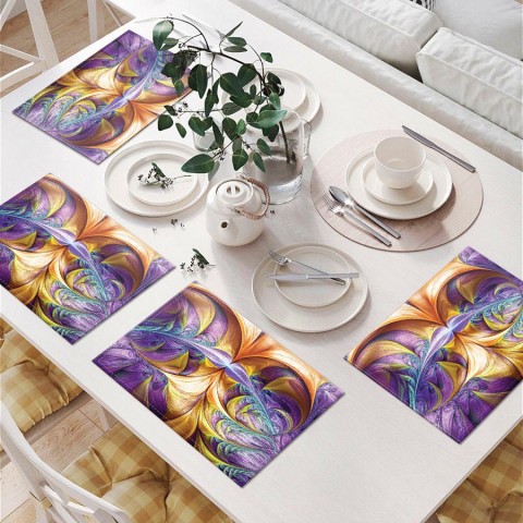 Сервировочные салфетки под тарелки «Фиолетово-желтая абстракция» вид 6