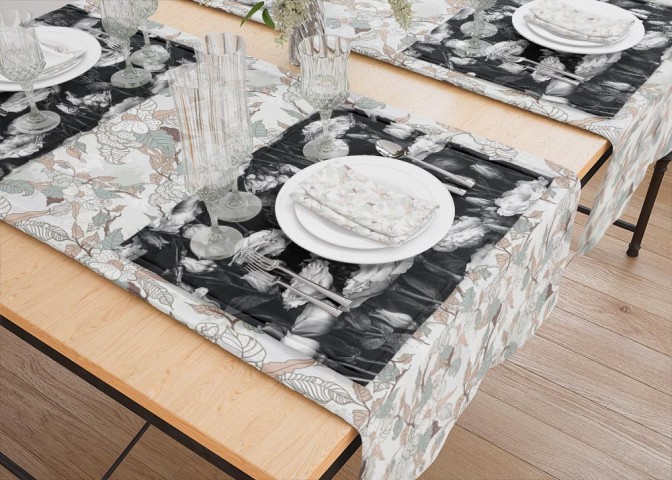 Салфетки для стола «Цветы на темной ткани» вид 5