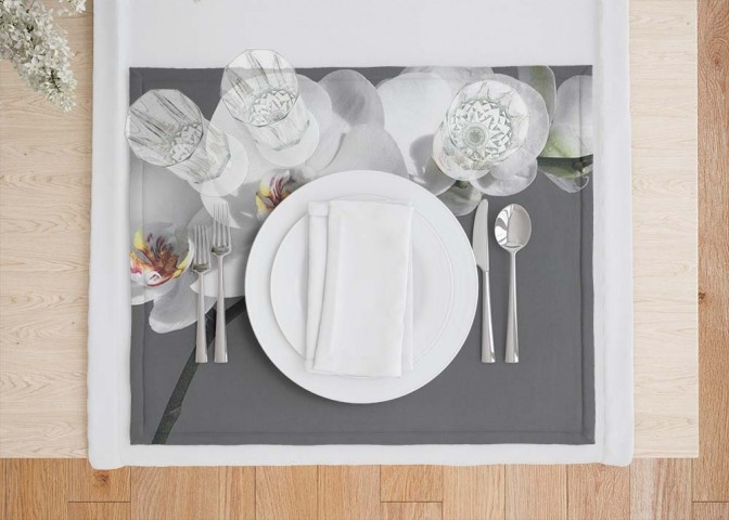 Набор кухонных салфеток «Белая орхидея на сером фоне» вид 7