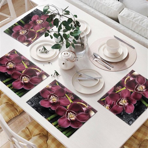 Салфетки для столовых приборов «Орхидеи и капли воды» вид 6