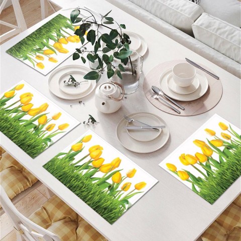 Салфетки на стол «Желтые тюльпаны» вид 6