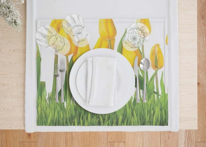 Салфетки на стол «Желтые тюльпаны» вид 7