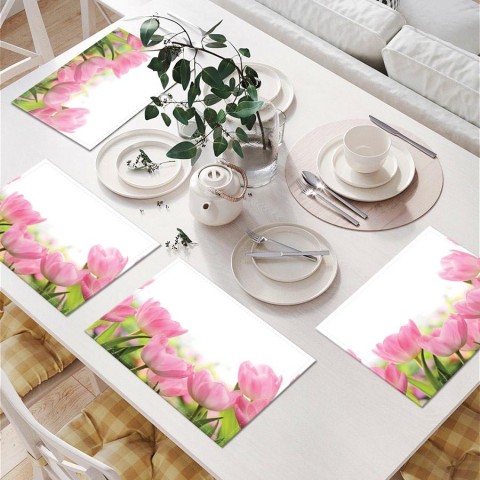 Салфетки под приборы «Нежные розовые тюльпаны» вид 6