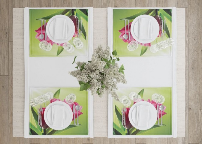 Салфетки под посуду «Тюльпаны на зеленом фоне» вид 4
