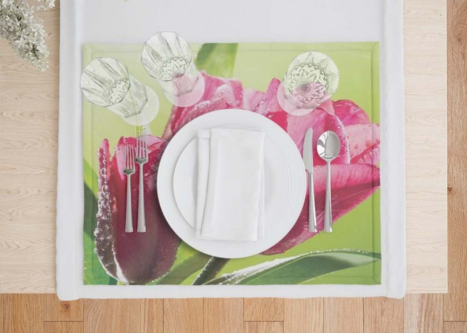 Салфетки под посуду «Тюльпаны на зеленом фоне» вид 7