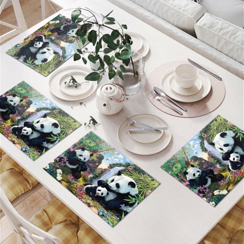 Салфетки для столовых приборов «Семейство панд» вид 6