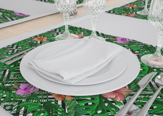 Комплект салфеток для сервировки «Листья папоротника с цветами» вид 3