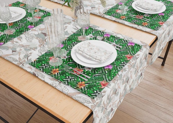 Комплект салфеток для сервировки «Листья папоротника с цветами» вид 5
