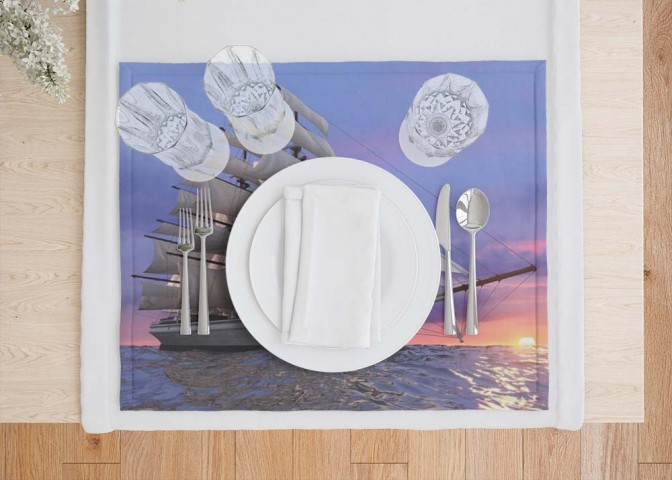 Комплект кухонных салфеток «Парусный корабль на закате» вид 7