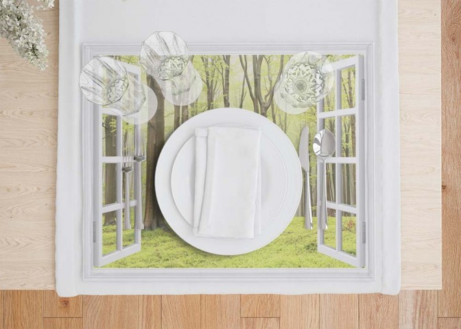 Комплект салфеток для сервировки «Окно с видом на зеленый лес» вид 7