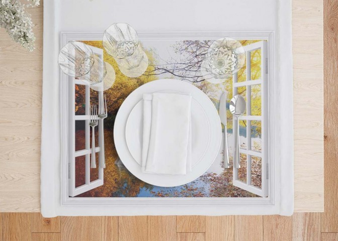 Набор кухонных салфеток «Окно с видом на озеро с лебедями» вид 7