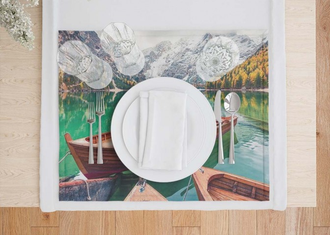 Сервировочные салфетки под тарелки «Лодочки на горном озере» вид 7